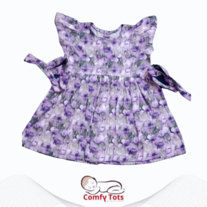 Comfy Tots Embroidery Frock Printed Back Button– Handmade Cotton Baby Wear (0–9 Years)