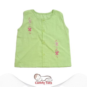 Comfy Tots Embroidery Sleeveless – Handmade Cotton Baby Wear (0–10 Years)