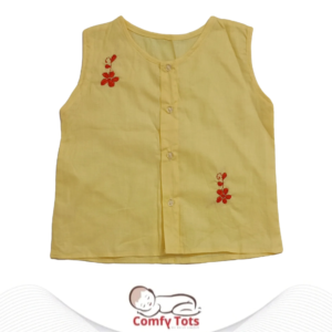 Comfy Tots Embroidery Sleeveless – Handmade Cotton Baby Wear (0–10 Years)