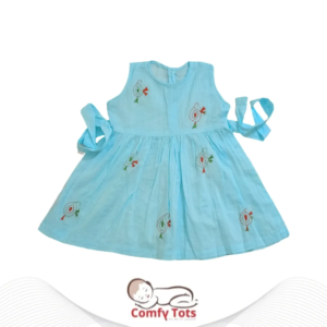 Comfy Tots Embroidery Frock Back Button – Handmade Cotton Baby Wear (0–9 Years)