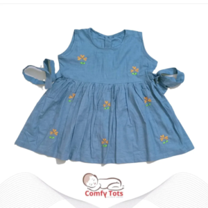 Comfy Tots Embroidery Frock Back Button – Handmade Cotton Baby Wear (0–9 Years)