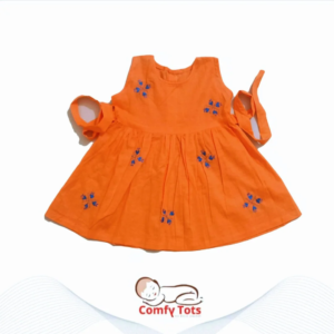 Comfy Tots Embroidery Frock Back Button – Handmade Cotton Baby Wear (0–9 Years)