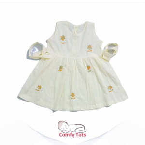 Comfy Tots Embroidery Frock Back Button – Handmade Cotton Baby Wear (0–9 Years)