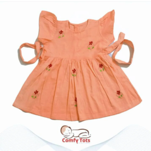 Comfy Tots Embroidery Frock Back Button – Handmade Cotton Baby Wear (0–9 Years)