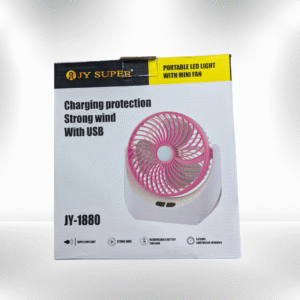JY Super 1880 LED Fan – Portable USB & AC Table Fan with LED Lights